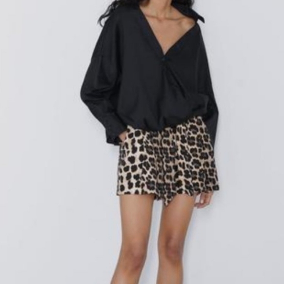 Zara Leopard Print High Waisted Shorts - Picture 5 of 12